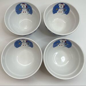 Disney China Snowman Mickey Mouse Bowls Set Of 4